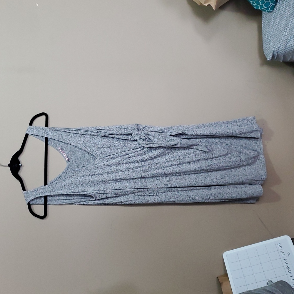 Le Vie En Rose Grey Heather Sleeveless Dress With Side Tie Size XXL